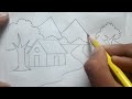How to draw village scenery /easy drawing scenery /kids drawing scenery ❤️❤️❤️