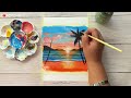 Beach Sunset Painting Tutorial for Beginners - Step by Step