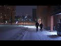 Heavy Snowfall Night Walk in Suburb of Helsinki, Finland, 4K