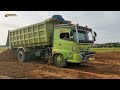 Mobil Truk Hino jomplang tanah timbunan// full Telolet Basuri