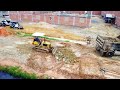 Completed project Dozer D20 & Truck 5T pushing stone to expand road size 20m (Reupload Video)