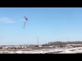 Helicopter picking up power line tower [HD]