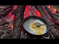 2 DAYS Walking in a tent under the rain for | Spending time in the forest with little food | ASMR