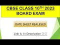 CBSE Class 10 DATE SHEET 2023