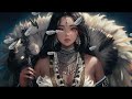 Soulful Serenade: Music Channel with the Beautiful Aboriginal Woman adorned in White Fur and Silver