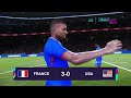 Buts du match France 3-0 Etats-Unis. Simulation de jeu vidéo pour les JO de Paris 2024