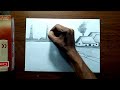 Simple scenery drawing with pencil | How to draw landscape village