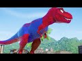 One Spiderman T-Rex vs Other Big Colorful Super Dinosaurs vs Trex Skeleton Adventure Funny Dinosaurs