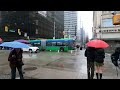 🇨🇦 【4K】⛈️⛈️⛈️ Heavy Rain in Downtown Vancouver BC. Travel Canada. Relaxing Walk. February 2024.