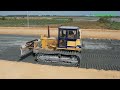 Perfect Operator Dozer Spreading Gravel Building Base Course Roads | Dozer Cutting Gravel Skills