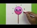 How to Draw Easy Lollipop, Cute Lollipop Drawing Step by Step, Draw Paint for Kids, Learn by Drawing