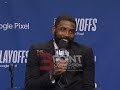Mavericks guard Kyrie Irving post-game presser after their 105-101 Game 3 win over the Thunder