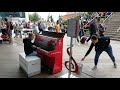 How to fill a tip bucket playing a public Piano - Harrison play 90s Dance and Pop mash up