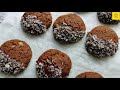 Chocolate dipped and dessicated coconut dusted Gingerbread cookies with Wheat Flour recipe