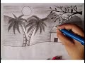 How to draw a village scenery pencil drawing for beginners stepbystep|| pencil shading drawing video