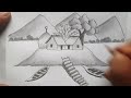 How to draw a village scenery with pencil / Best village scenery drawing #villagescenary #drawing