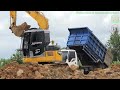Dirt Landscaping Mini Excavator Truck On The  Farm Field
