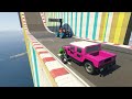 GTA V COLORFUL CARS WITH SPIDERMAN AND FRIENDS FUNNY DRIVE ON MEGA RAMP ENJOY WATCHING