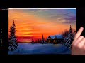 Acrylic Landscape Painting - Winter Sunset / Easy Art / Drawing Lessons / Satisfying Relaxing.