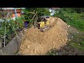 Complete Project 100%!! Komat'su Dozer D31P & 5T Truck pushing stone into flooded (Part 1)