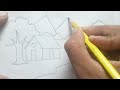 Beautiful village pencil drawing/easy village scenery/How to village scenery ‎@Mamundrawingschool 