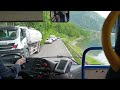 Разъезд со встречным транспортом на узкой горной дороге. Mountain Road Driving Virtuosos.