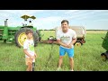 Our Tractor Catches Fire Hauling Hay | Tractors for kids