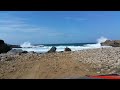 Aruba beach waves crashing