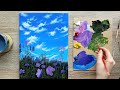 We paint a spring landscape with acrylic paints on canvas. How to PAINT a COSMEY flower.