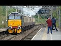 A2 60532 Blue Peter passes through Hartford station in Cheshire 14th July 2024 on its way home.