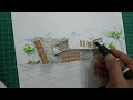 Sketching a roadside inn /Drawing a roadside inn using 2-point perspective /Drawing step by step