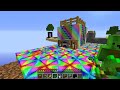 ミゼン・ベッドロック・スカイブロック vs マイク・レインボー・スカイブロック Minecraft でのチャンキーなサバイバルバトル！