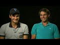 Roger Federer y Rafa Nadal, muertos de risa intentan grabar un comercial