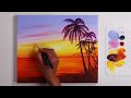 Sunset Beach Painting | Sunset Landscape Painting for Beginners