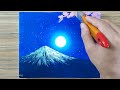 Moonlight Scenery Painting for beginners / Step by Step Acrylic Painting