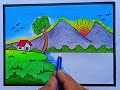 Beautiful 😍 nature drawing with oil pastels || beautiful landscape drawing with oil pastels #drawing