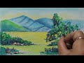 Step by Step Hill Landscape with Trees in Soft Pastels