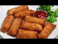 Crispy Bread Spring Rolls/ Evening Snacks Recipe/ Bread Roll Recipe