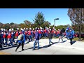 KU Marching Jayhawks marching down the hill October 28, 2017