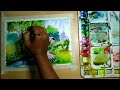 Simple watercolor landscape painting for beginners