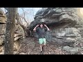 Exploring Native American forest finding caves and old rock house from 1800s OKLAHOMA