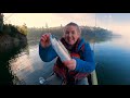 Resident Coho Salmon Kayak Fishing in Winter in Washington