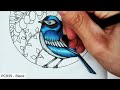Blue Bird - Color Along - Prismacolor Pencils - Worlds of Wonder by Johanna Basford