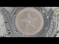 Drone video rising up from the traffic circle