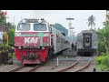 2 KERETA API ELIT DAN MEWAH SAMA SAMA BERTEMU DAN BERSILANG DI STASIUN KEPANJEN MALANG