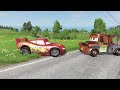 TRANSPORTING PIXAR CARS & FRUITS WITH COLORED & JOHN DEERE vs CLAAS vs TRACTORS - BeamNG.drive #962