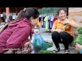 Harvesting farm garden pea leaves - Love for his wife, Build a road around the garden house