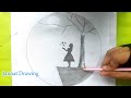 How to draw a girl with Butterfly in Moonlight for beginners || Pencil sketch || Art Video,,