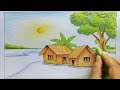 How to draw Landscape || Scenery of beautiful nature / scenery of summer season - step by step