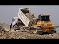 Wonderful Bulldozer Push Rock Special Activities Building Road In Water Stronger Machinery